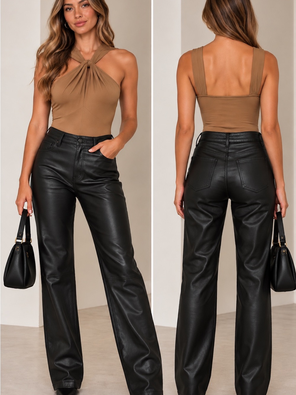 Lovers + Friends Tan Twist Halter Tank Bodysuit